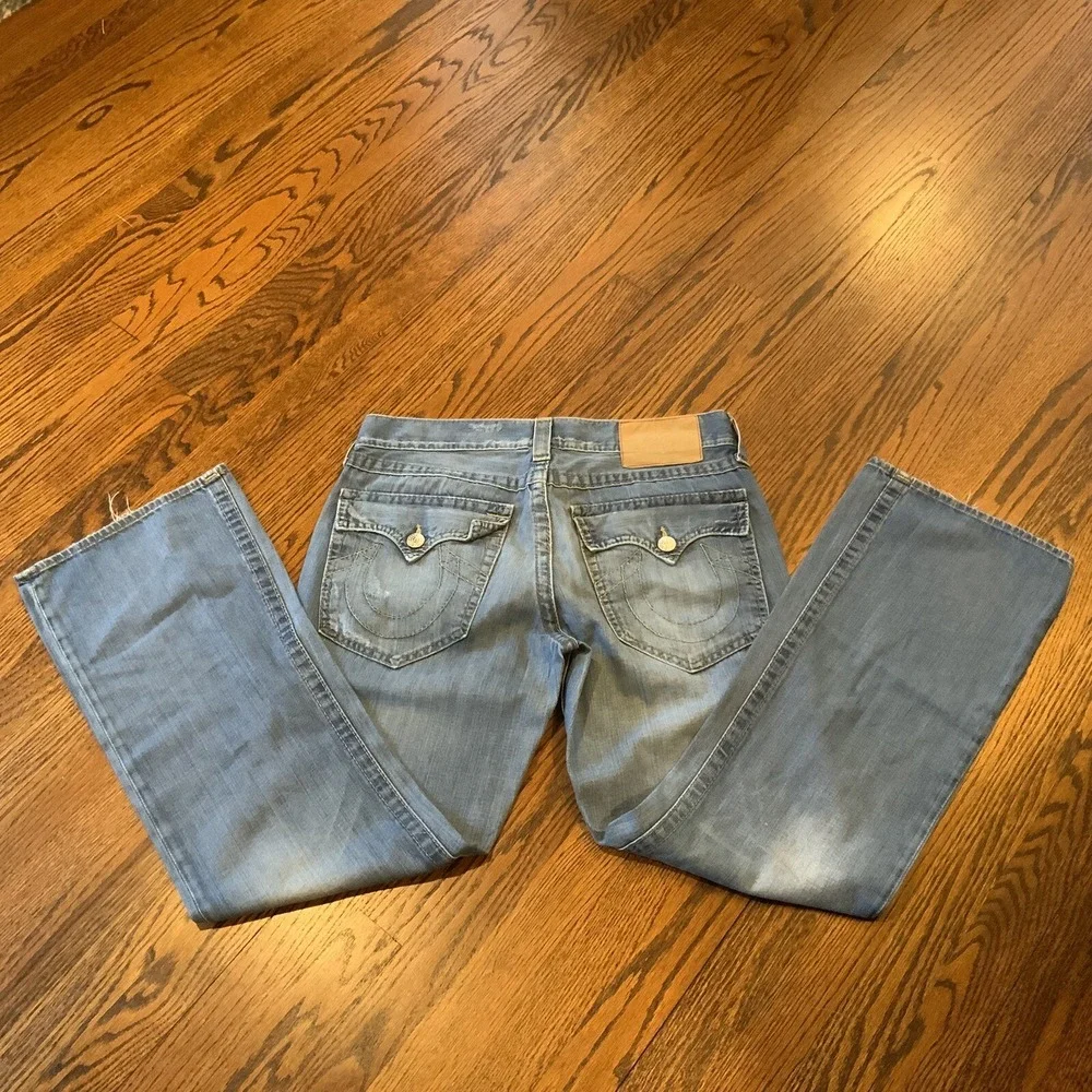 Vintage True Religion Jeans 34x33‎ Made in USA Medium Wash Denim Flared Fit 90s
